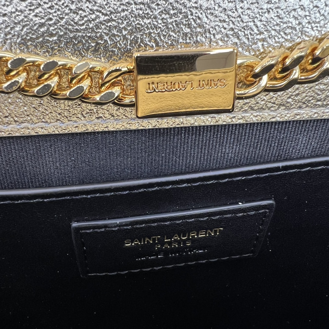 Saint Laurent Kate Medium Grain Calfskin Shoulder Bag Handbag Gold 364021 Gold